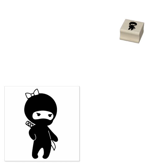 Tiny Ninja Meisje 1x1 Rubberstempel (Gestempeld)