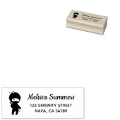 Tiny Ninja Meisje Retouradres Rubberstempel (Gestempeld)