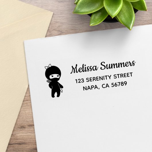 Tiny Ninja Meisje Retouradres Rubberstempel