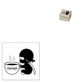 Tiny Ninja met grote koffie Mok 1x1 Rubberstempel (Gestempeld)