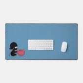 Tiny Ninja met grote koffie Mok blauw Bureaumat (Keyboard & Muis)