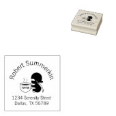 Tiny Ninja met Large Coffee Mok Address Rubberstempel (Gestempeld)