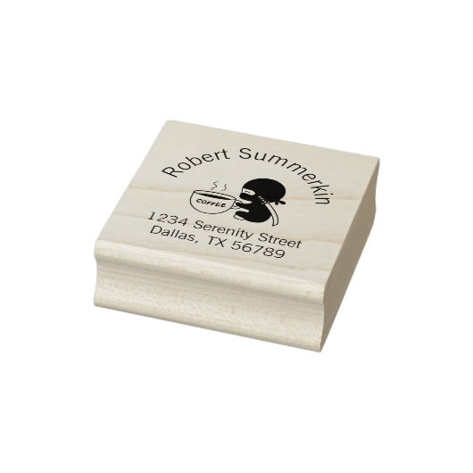 Tiny Ninja met Large Coffee Mok Address Rubberstempel (Stempel)