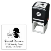 Tiny Ninja met Large Coffee Mok Address Zelfinktende Stempel (In situ)