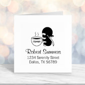 Tiny Ninja met Large Coffee Mok Address Zelfinktende Stempel