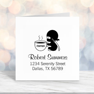 Tiny Ninja met Large Coffee Mok Address Zelfinktende Stempel