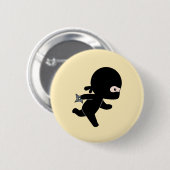 Tiny Ninja onderweg op Geel Ronde Button 5,7 Cm (Voorkant /achterkant)