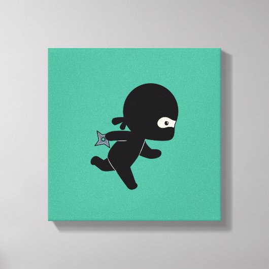 Tiny Ninja Op groen Canvas Afdruk (Voorkant)