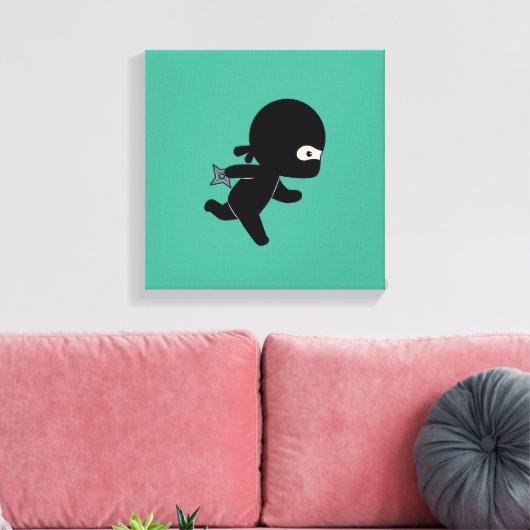 Tiny Ninja Op groen Canvas Afdruk (Insitu (Woonkamer))