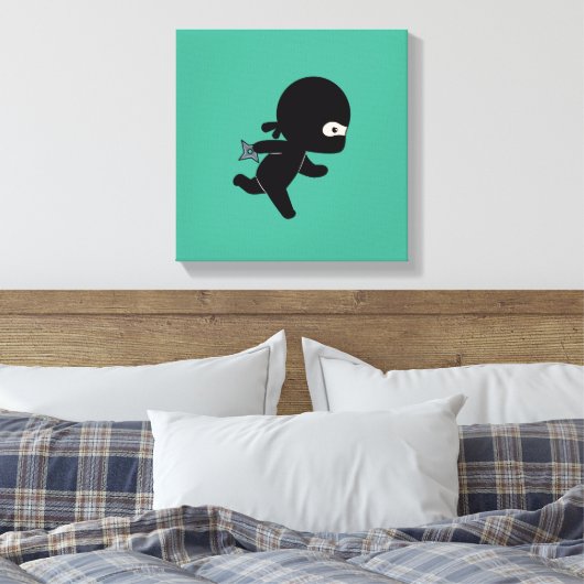 Tiny Ninja Op groen Canvas Afdruk (Insitu (Slaapkamer))