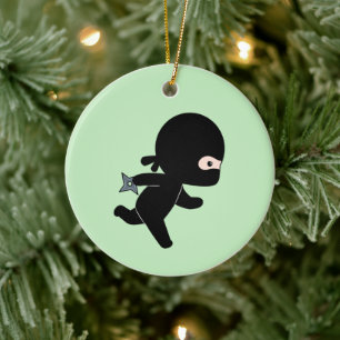 Tiny Ninja Op groen Keramisch Ornament