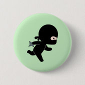 Tiny Ninja Op groen Ronde Button 5,7 Cm (Voorkant)