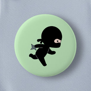 Tiny Ninja Op groen Ronde Button 5,7 Cm