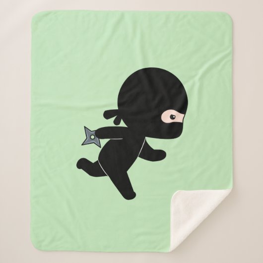 Tiny Ninja Op groen Sherpa Deken (Voorkant)