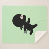 Tiny Ninja Op groen Sherpa Deken (Voorkant (horizontaal))