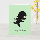 Tiny Ninja Op groene dag Kaart (Gele Bloem)