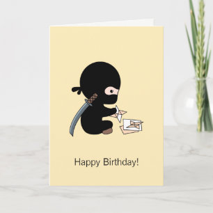 Tiny Ninja Origami Paper Star Yellow Birthday Kaart