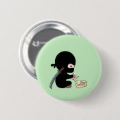 Tiny Ninja Origami Paper Throwing Star Green Ronde Button 5,7 Cm (Voorkant /achterkant)