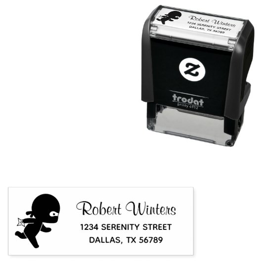 Tiny Ninja Running Address Zelfinktende Stempel (In situ)