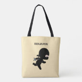 Tiny Ninja Running Custom Name on Yellow Tote Bag (Achterkant)