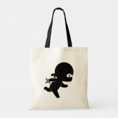 Tiny Ninja Running Holding Throwing Star Tote Bag (Achterkant)