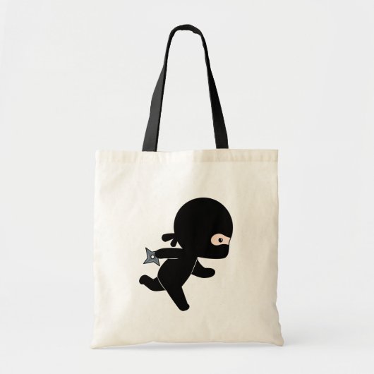 Tiny Ninja Running Holding Throwing Star Tote Bag (Voorkant)