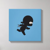 Tiny Ninja Running on Blue Canvas Afdruk (Voorkant)