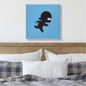 Tiny Ninja Running on Blue Canvas Afdruk (Insitu (Slaapkamer))
