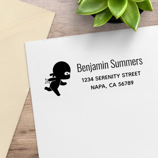 Tiny Ninja Running Return Address Rubberstempel