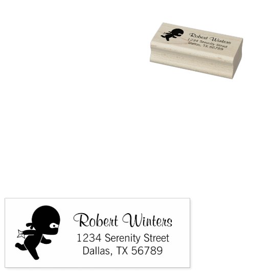 Tiny Ninja Running Rubberstempel (Gestempeld)