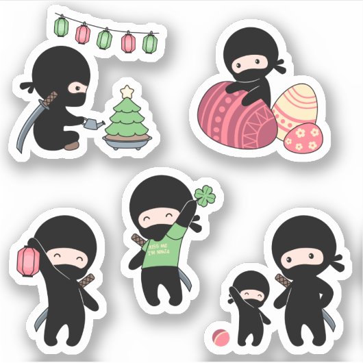 Tiny Ninja Set 6 Sticker (Voorkant)