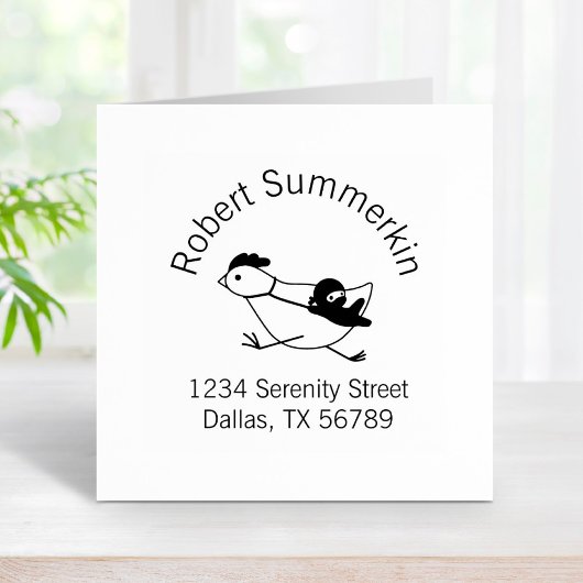 Tiny Ninja Taming Chicken Arch Address Rubberstempel