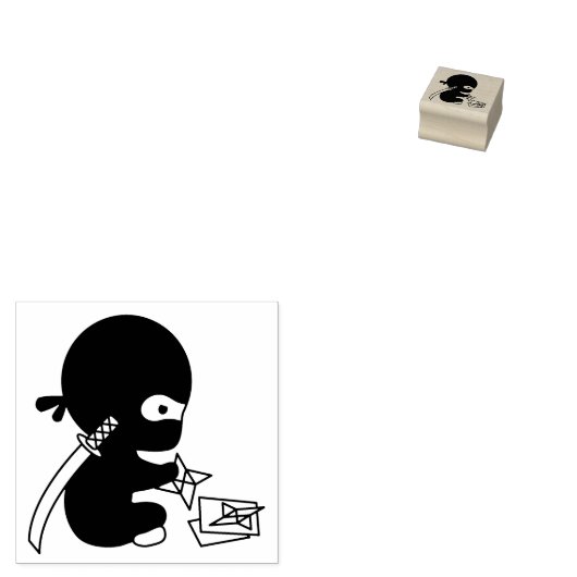 Tiny Ninja Vouwen Origami Star 1x1 Rubberstempel (Gestempeld)
