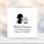 Tiny Ninja Watering Bonsai Tree Adres Zelfinktende Stempel