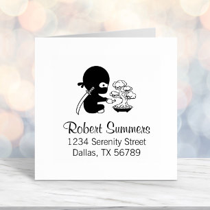 Tiny Ninja Watering Bonsai Tree Adres Zelfinktende Stempel