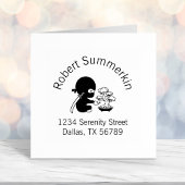 Tiny Ninja Watering Bonsai Tree Adres Zelfinktende Stempel