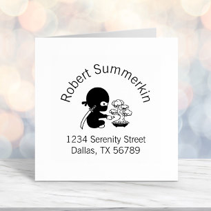 Tiny Ninja Watering Bonsai Tree Adres Zelfinktende Stempel