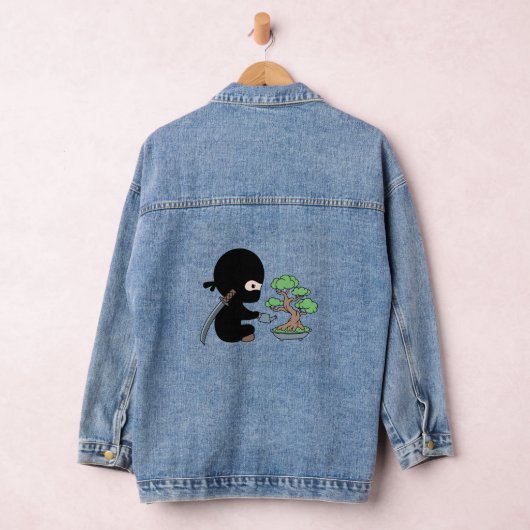 Tiny Ninja Watering Bonsai Tree Denim Jacket (Hangar)