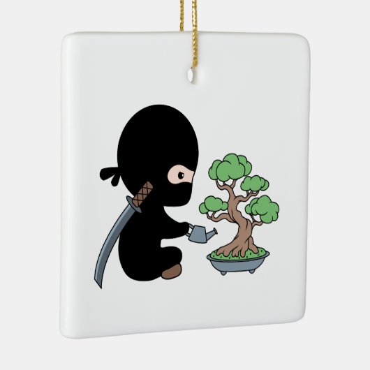 Tiny Ninja Watering Bonsai Tree Keramisch Ornament (Rechts)
