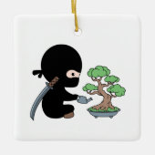 Tiny Ninja Watering Bonsai Tree Keramisch Ornament (Voorkant)