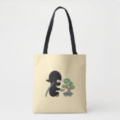 Tiny Ninja Watering Bonsai Tree on Yellow Tote Bag (Voorkant)