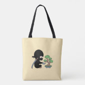 Tiny Ninja Watering Bonsai Tree on Yellow Tote Bag (Achterkant)