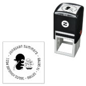 Tiny Ninja Watering Bonsai Tree Round Address 2 Zelfinktende Stempel (In situ)