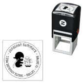 Tiny Ninja Watering Bonsai Tree Round Address Zelfinktende Stempel (In situ)