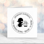 Tiny Ninja Watering Bonsai Tree Round Address Zelfinktende Stempel