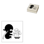 Tiny Ninja Watering Bonsai Tree Rubberstempel (Gestempeld)