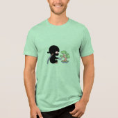 Tiny Ninja Watering Bonsai Tree Tri-Blend Shirt (Voorkant)