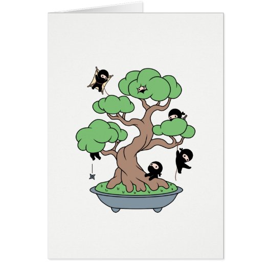 Tiny Ninjas in Bonsai Tree Blank Card (Voorkant)