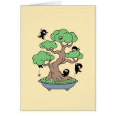 Tiny Ninjas in Bonsai Tree on Yellow Blank Card (Voorkant)