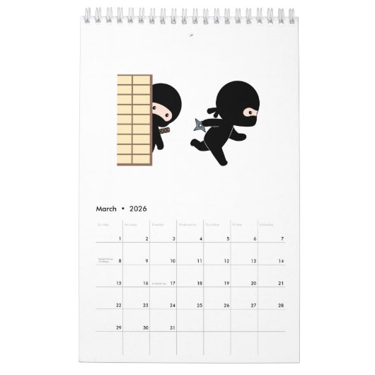 Tiny Ninjas Plain White Kalender (Mar 2026)